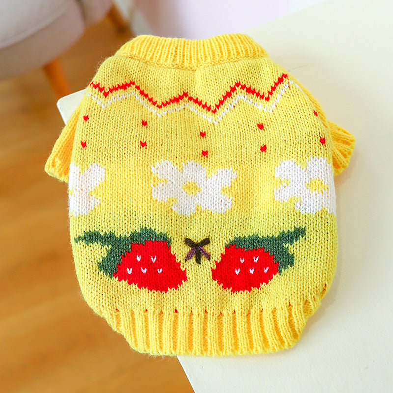 Bowknot Knit Pet Sweater – Hollow Design Dog & Cat Costume