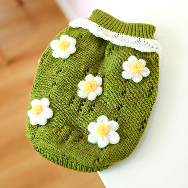 Bowknot Knit Pet Sweater – Hollow Design Dog & Cat Costume