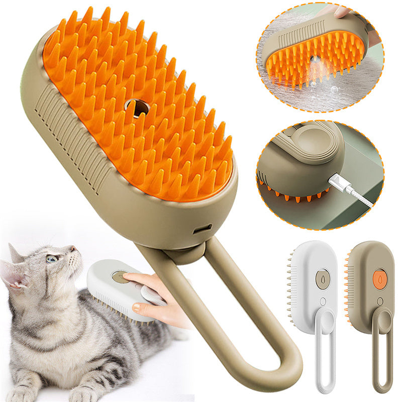 “3-in-1 Pet Steam Brush – Spray, Massage & Grooming Comb