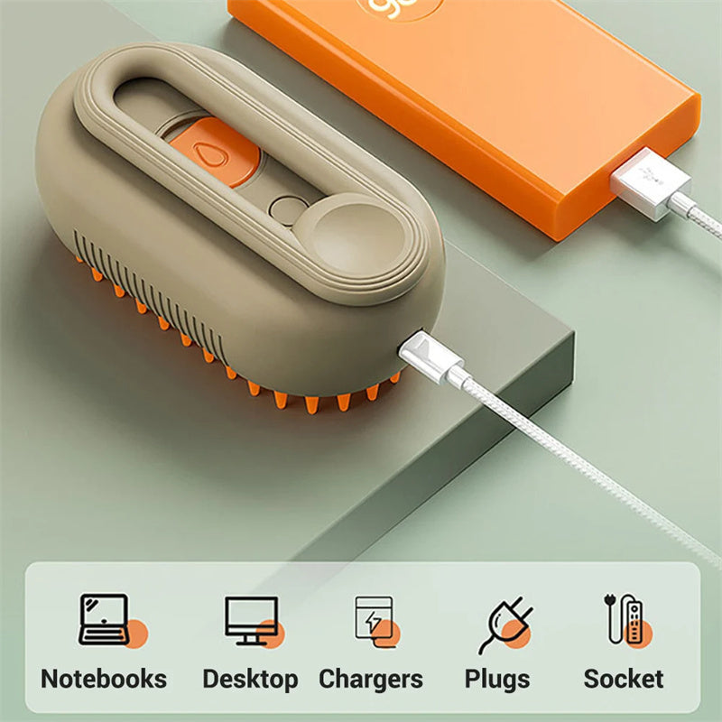 “3-in-1 Pet Steam Brush – Spray, Massage & Grooming Comb