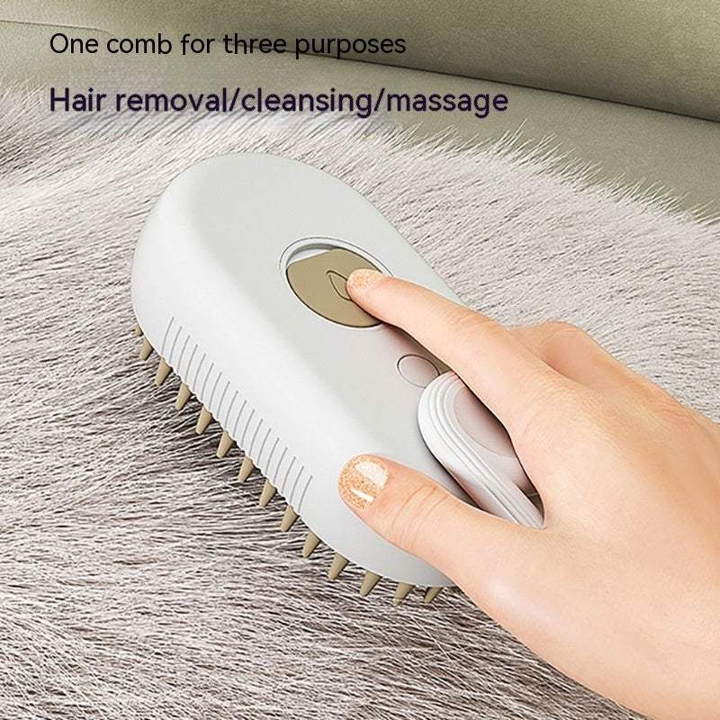 “3-in-1 Pet Steam Brush – Spray, Massage & Grooming Comb