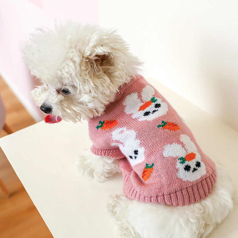 Bowknot Knit Pet Sweater – Hollow Design Dog & Cat Costume