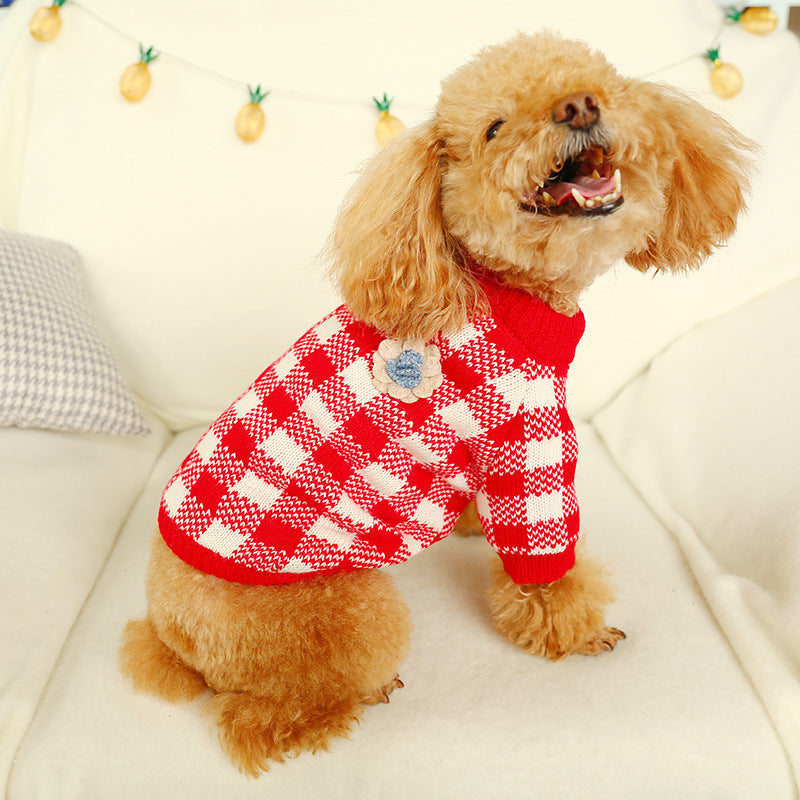 Bowknot Knit Pet Sweater – Hollow Design Dog & Cat Costume