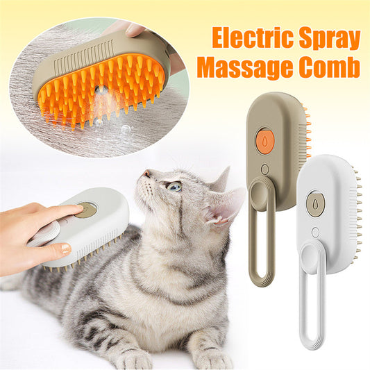 “3-in-1 Pet Steam Brush – Spray, Massage & Grooming Comb