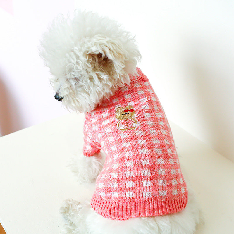 Bowknot Knit Pet Sweater – Hollow Design Dog & Cat Costume