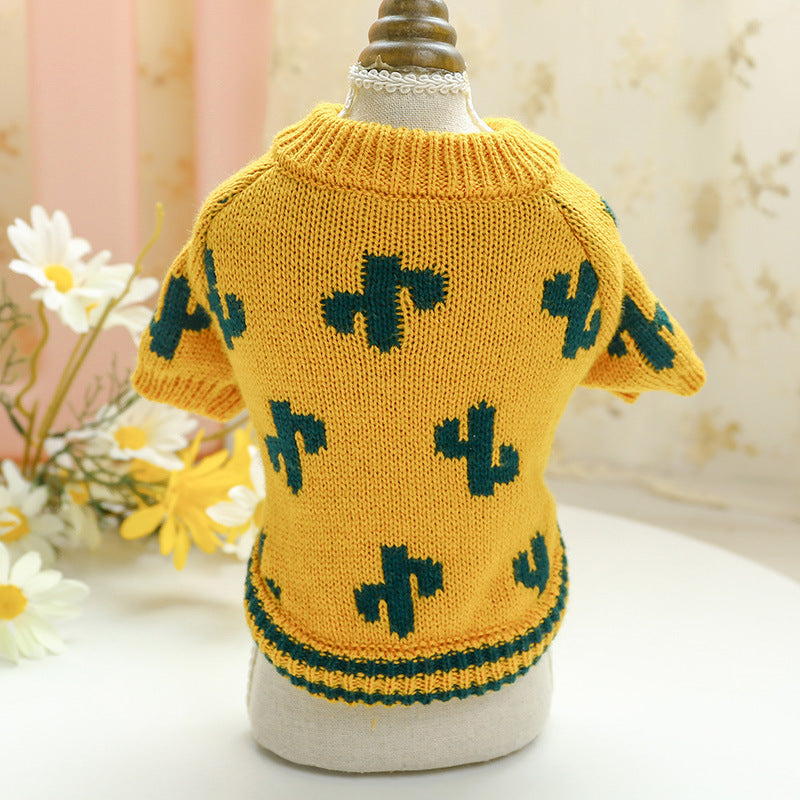 Bowknot Knit Pet Sweater – Hollow Design Dog & Cat Costume
