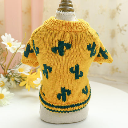 Bowknot Knit Pet Sweater – Hollow Design Dog & Cat Costume
